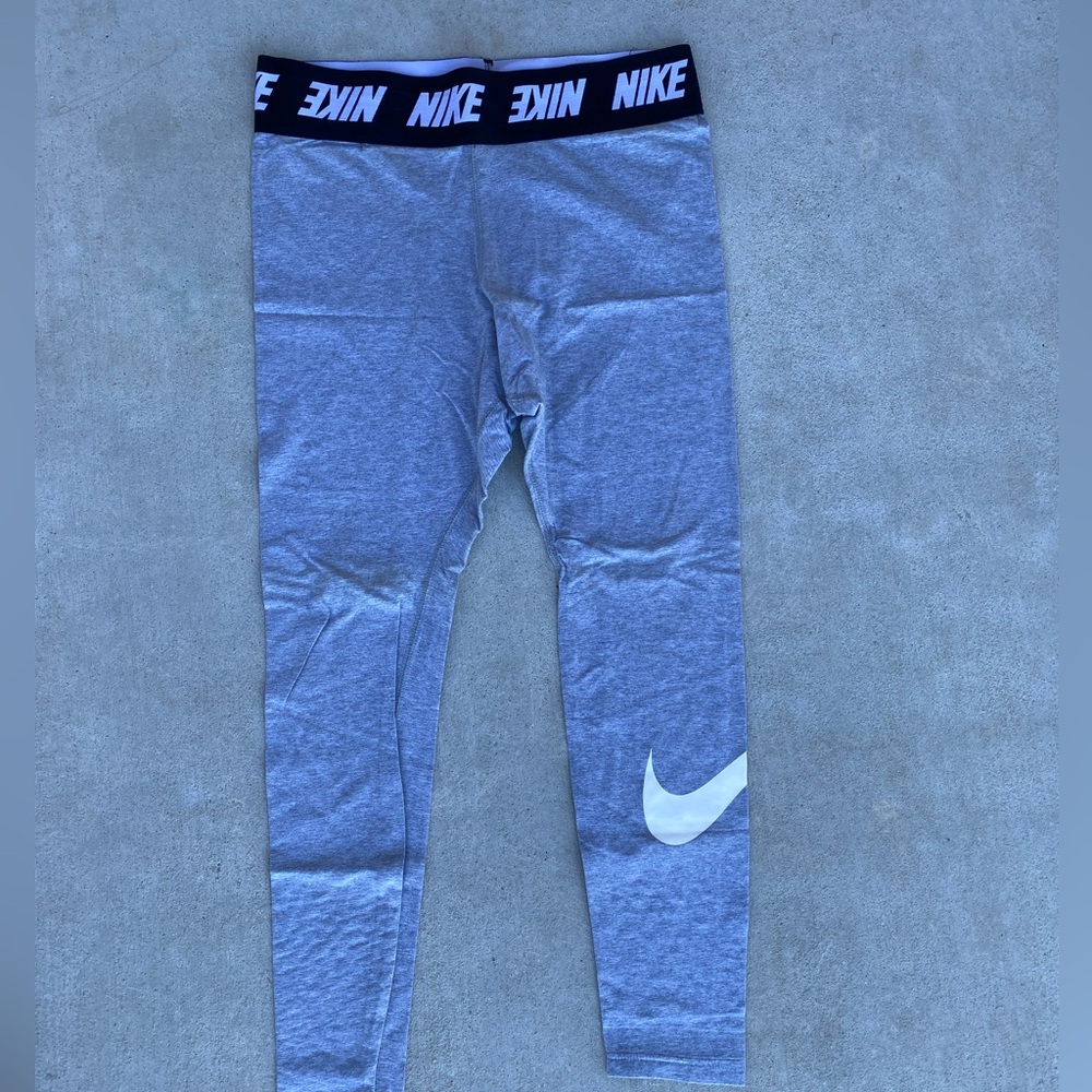Nike Gray Leggings with White Swoosh